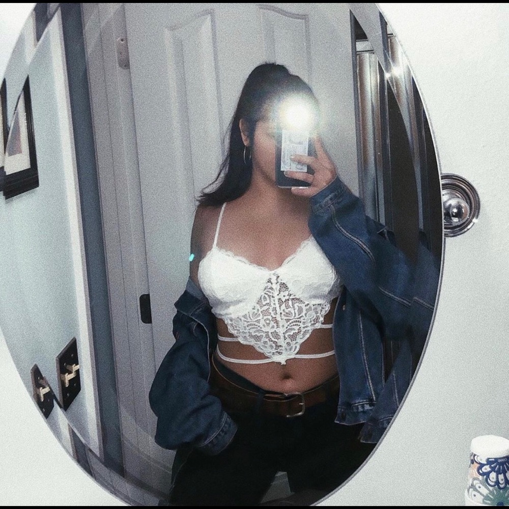 White Lace Bralette w/ cage back